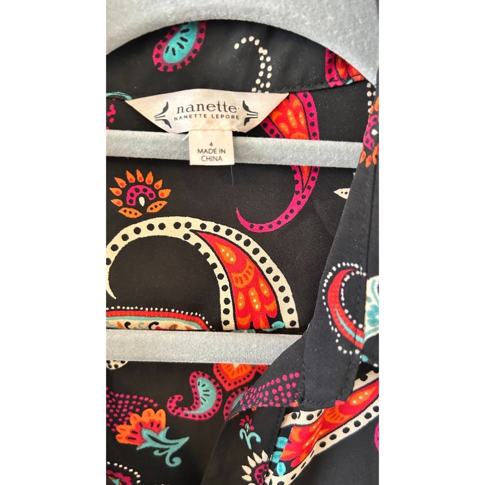 NANETTE Nanette Lepore Paisley Waist-Tie Dress SZ 4 - Picture 7 of 12